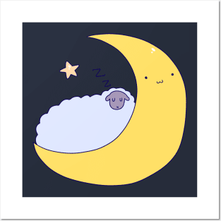 Sleepy Moon Sheep Posters and Art